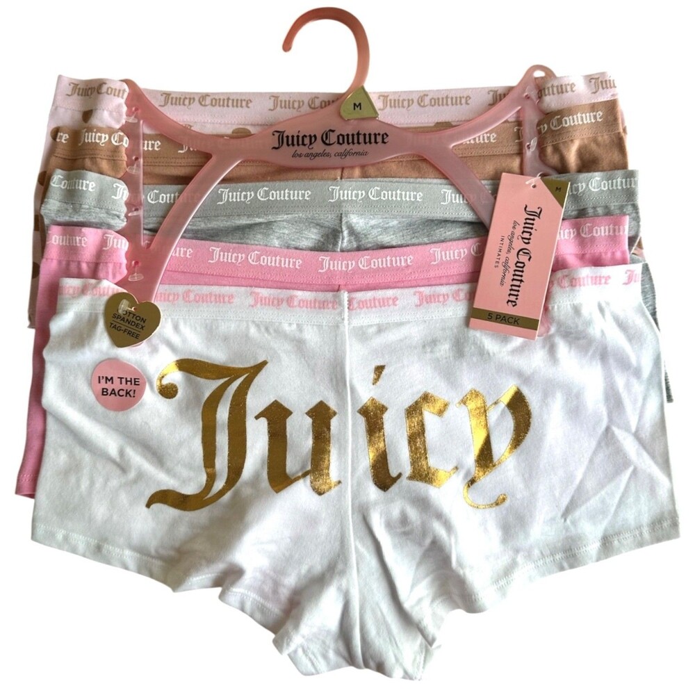Juicy Couture Women's Set of 5 Cotton Spandex Tag-Free Panties Size M Multi